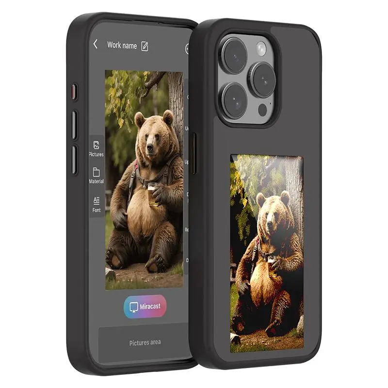 TapSmart Apple NFC Smart Screen Phone Case DIY Design Pattern e-ink Screen iPhone Cover Fits Apple 13-17 Pro Max Series
