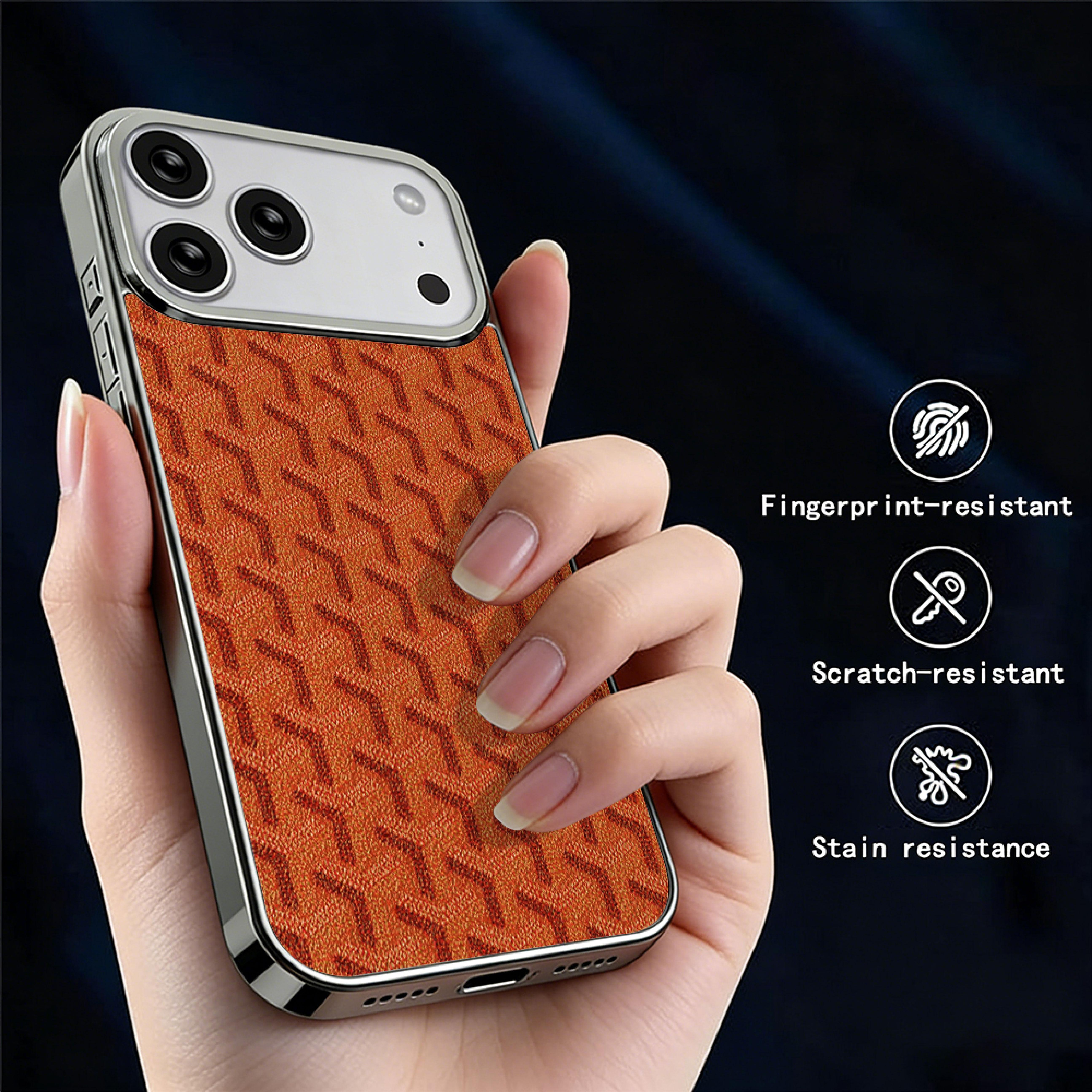 Luxury Plated Designer Case for iPhone 17 16 15 14 Pro Max - Elegant Chevron Pattern, Electroplated Shockproof Protective Cover, High-End Aesthetic Phone Shell for Men Women