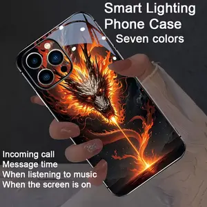 The pinnacle of trendsetting: Flame Dragon dazzling intelligent voice-activated luminous phone case for iPhone 11/12/13/14/15/16/17 Pro/Pro Max/Plus - featuring luminous technology, elegant daytime design, and enhanced nighttime visibility.