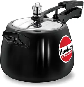 4 Litre Contura Black Pressure Cooker, Hard Anodised Inner Lid Cooker, Handi Cooker, Black (Cb40), 4 Liter Cookware