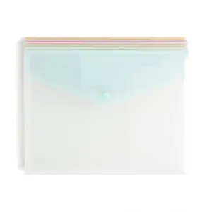 Poly Document Holders Snap Closure Side Load Letter Size Pastel Colors 6 per Pack