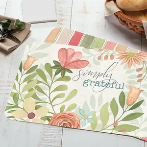 Grateful Reversible Flexible Plastic Placemat with Floral Design - Coasters & Tableware