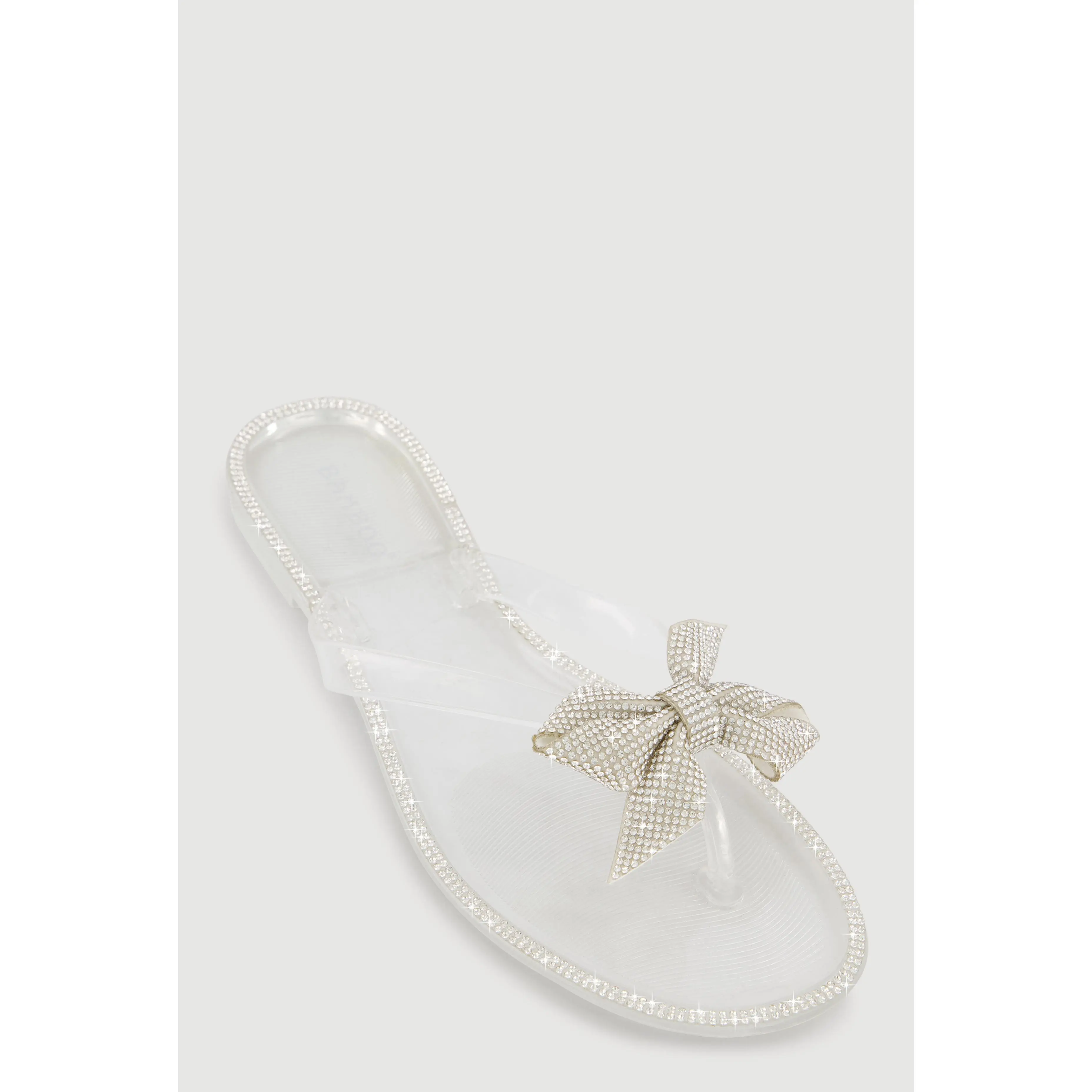 Rhinestone Bow Jelly Thong Sandals