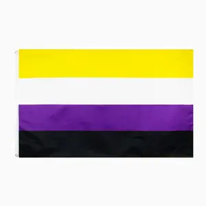 Non-Binary Pride Flag - Yellow, Purple & Black Sections, Ideal for Pride and Identity Celebrations