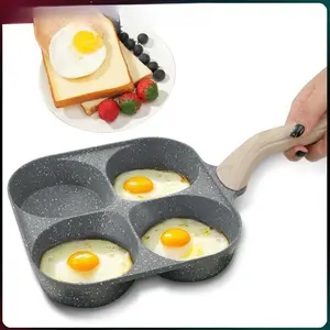 Non-stick Egg Frying Pan, 4 Holes Skillet With Handle!Multifunctional Omelet Cookware - Nonstick 4-Cup Egg Frying Pan without Lid, Perfect for Breakfast, Pancakes, Hamburger & More.Compact Induction Household Kitchen, McGriddle Skillet Breakfast Pan​