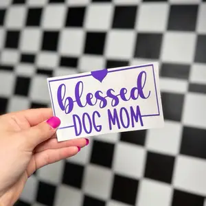 Blessed Dog Mom Car Decal - Personalized Name Sticker in Your Chosen Color - Vinyl Material - Ideal for Customizing Surfaces - Enhance Your Space with a Unique Touch
