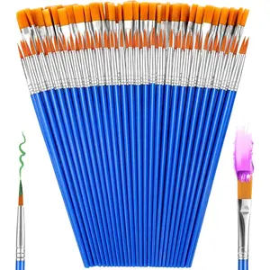 66 Pcs Small Paint Brushes Set - Slurrivate Round & Flat Brush Bulk for Detail Painting, Perfect for Acrylic, Watercolor, Canvas & Face Painting | Classroom, Kids & Artist Craft Supplies