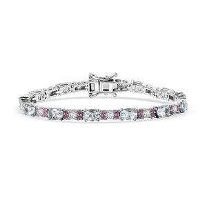 D'Joy Premium Aquamarine and Multi Gemstone 7.80 ctw Celestial Serenade Bracelet in Rhodium Over Sterling Silver 7.25 In Christmas Gifts