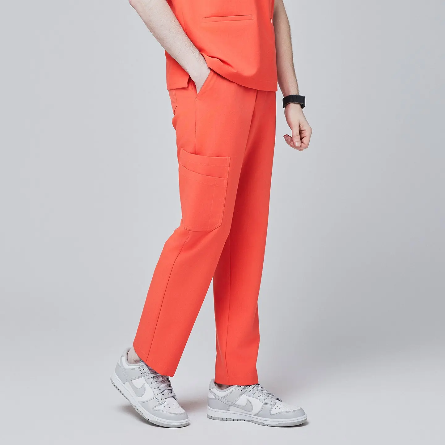 Zenir | Men's Pocket Straight Scrub Pants - Tiger Orange