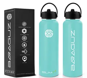 Baraguz (Arctic Blue) Premium Flask - 40 oz Wide Mouth w/ Straw Lid, Beverage Thermos  ~ Keeps Beverages Cold for 24 hours and Hot for 18 hours Drinkware Stainless Steel Drink Bottle Tumbler Portable Reusable