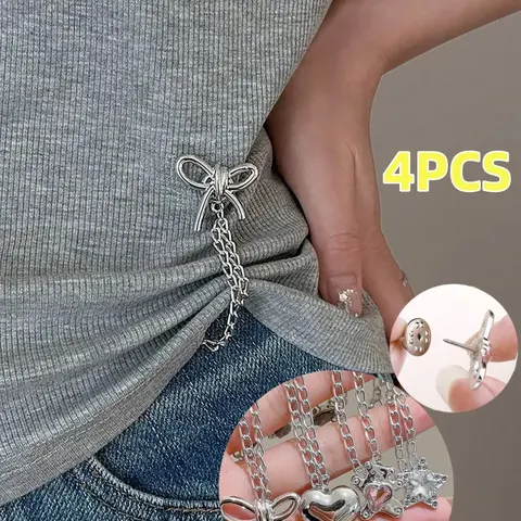 4-Piece Adjustable Hem Chain Fixer, Pants Leg Clip, No Sewing Waist Adjuster, Ideal for Wide-Leg Pants, Shorten Hem Length, No Drilling Needed