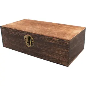 Wood Storage Box with Lid Solid Wood Container Box Decorative Table Large Rectangular Smooth Rustic Style Store Space to Organize Toys Cosmetics Vintage Color 7.87 * 3.93 * 2.36inch, Brown
