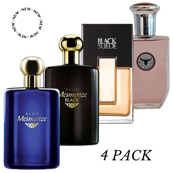 Mesmerize Blue, Mesmerize Black, Black Suede & Wild Country Pefume. Set of 4 Perfumes