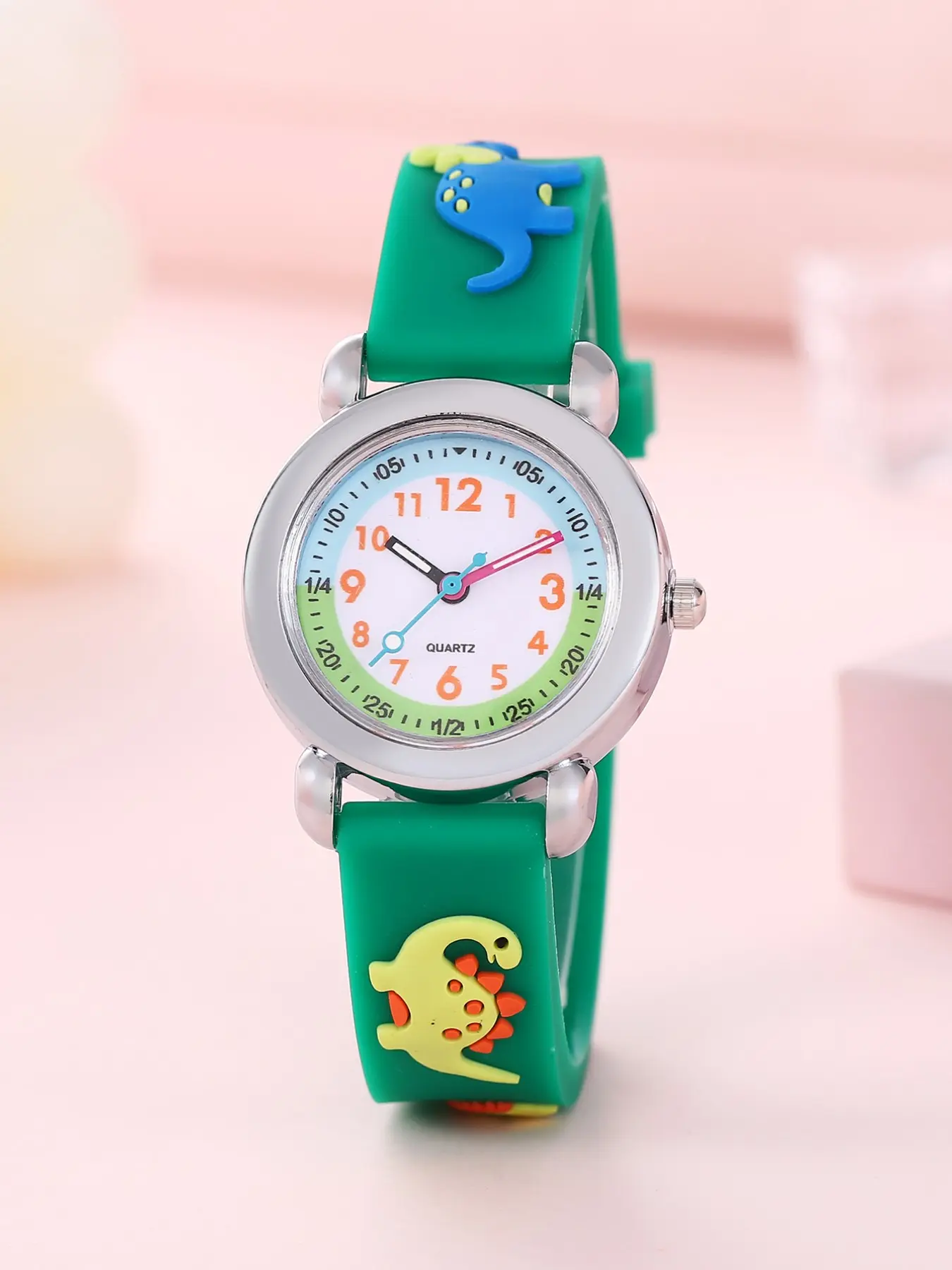 3D Cartoon Dinosaur Pattern Resin Strap Watch, Analog Quartz Wristwatch for Boys and Girls, All Seasons School Use, Kid Watch