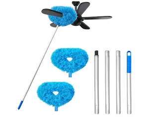 Ceiling Fan Cleaner Duster Reusable Microfiber with Extendable Pole & Multiple Heads for Efficient Cleaning of Fan Blades