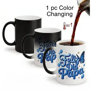 "Feliz Dia Papa" Color Changing Mug |     Regalo Para Papá Secret Heat Reveal Magic Coffee Cup, Best Spanish Father's Day Gift for Dad Father in Law from Daughter Son, 11oz Heat Sensitive Ceramic Drinkware