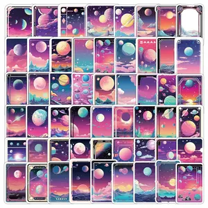 Planet Pattern Phone Card, 50pcs/set Colorful Phone Card, Phone Decoration Sticker, Phone Accessories for Phone Case, Laptop, Water Bottle, Car, Cover