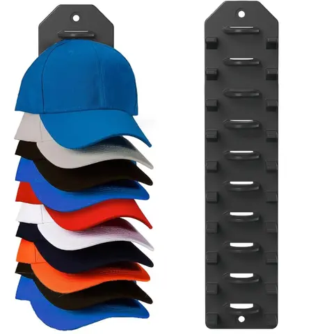 Corrosion-Resistant Plastic Wall-Mount Hat Organizer - Home Organizer Hook, Minimalist 10-Hat Capacity Multi-Tier Space Saver for Apartment Bedroom, Halloween Decor