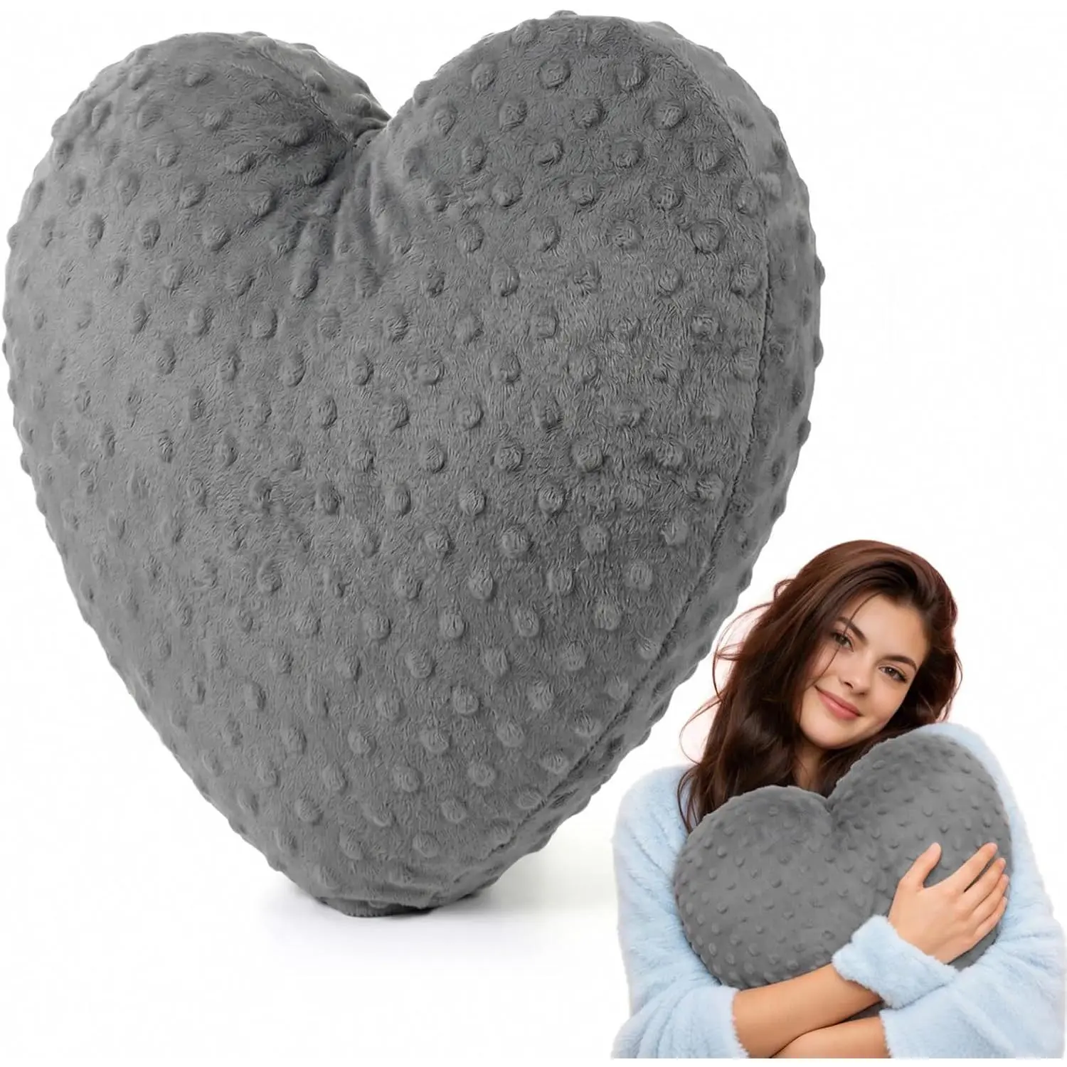 6.6lbs Weighted Pillow Sensory Huggable Throw Pillows Soft Cooling  Pillows   for Adults Heart Pillow Comfort Relaxation for Deeper Sleep Thoughtful  12x12 Inch