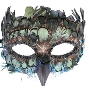 Peacock Feathers Masquerade Ball Mask Accessory Mardi Gras Halloween Costume Theater cute cosplay