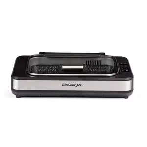 Powerxl 6063231 13.75 in. Metal Nonstick Surface Indoor Grill, Black & Silver