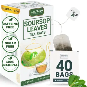 LeafLea Premium Soursop Leaf Tea Bags – Pure & Natural Graviola Tea, Hoja Guanabana Herbal Tea for Digestion Support, Nutrient-Rich, No Sugar, Caffeine-Free (40 Tea Bags)