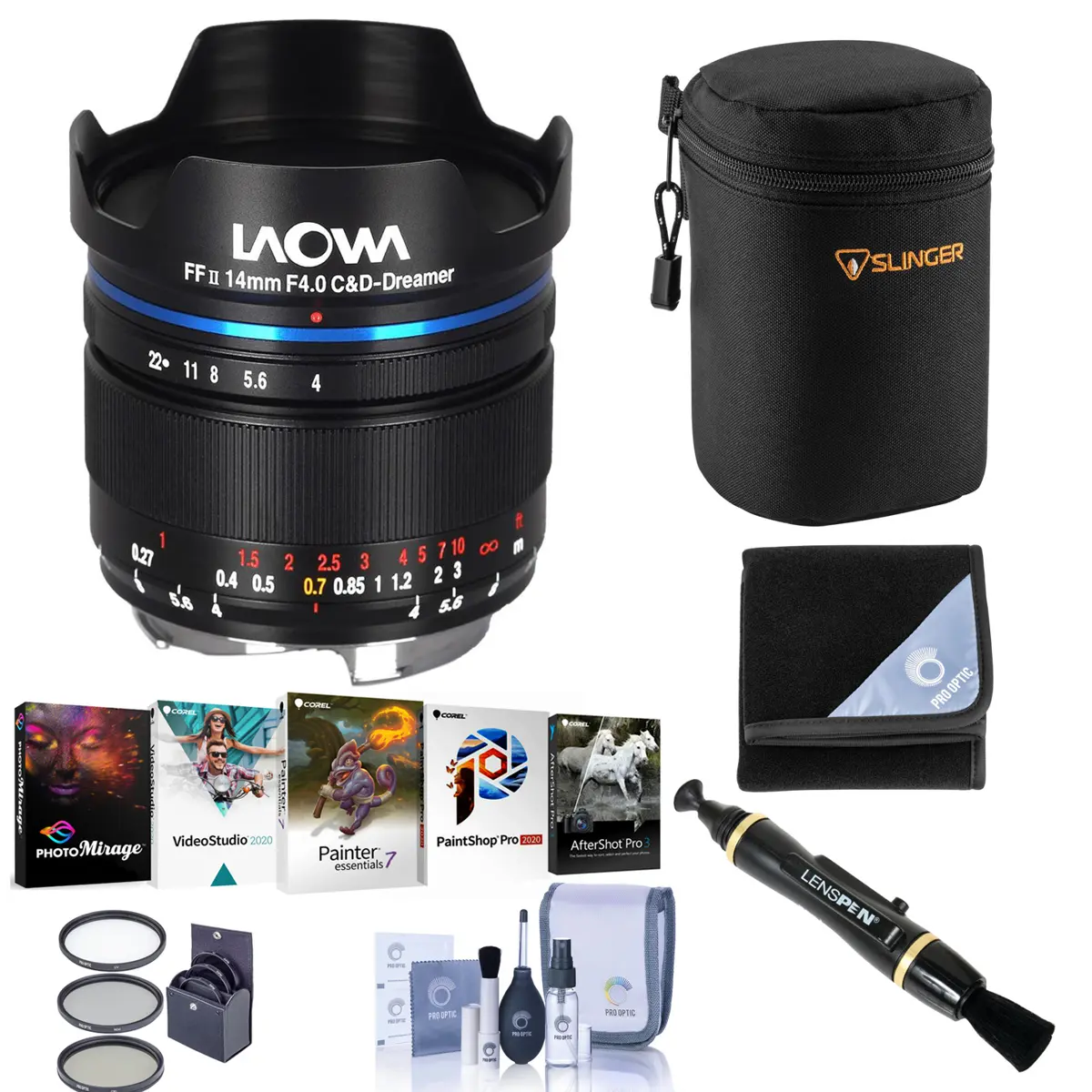 Venus Laowa 14mm f/4 FF RL Zero-D Lens for Nikon Z, Bundle with ProOptic 52mm Filter Kit, Cleaning Kit, PC Software Kit, Lens Cleaner