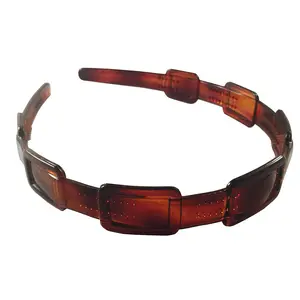Parcelona French Spacer Shell Brown Cellulose Flexible Hair Headband