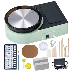 【DealsForYouDays】VEVOR Mini Pottery Wheel, 6 inch Turntable, Forward and Reverse Rotation, Adjustable Speed, Electric Clay Wheel for Kids and Adults, with Clay Shaping Tools, for Home DIY, Pottery Classes, Green