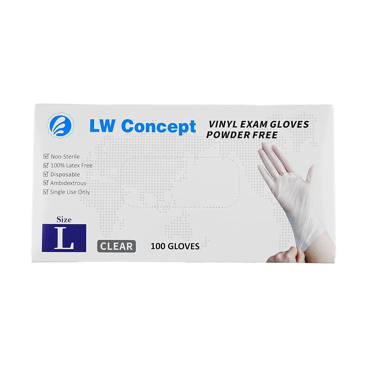 LW Concept Disposable Gloves for Kitchen Food Prep, Transparent, L Size, 100 Count, 5g, 4.5MIL, Food Grade & Heavy Duty
