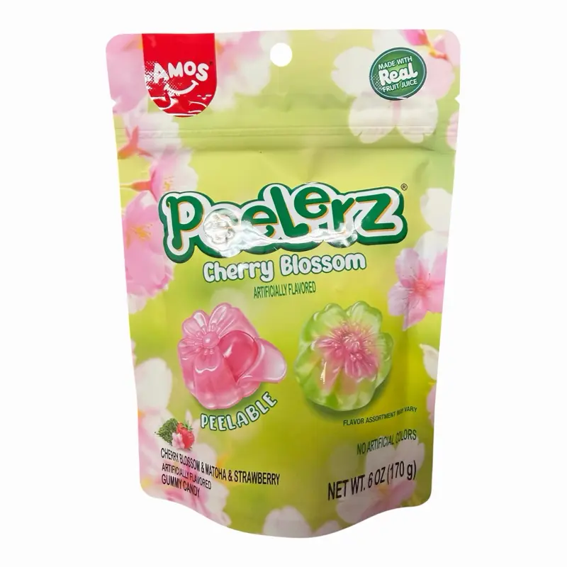 Amos Peelerz Cherry Blossom - Peelable Cherry Blossom Gummies - Resealable bag - 6 oz Bag - Cherry Blossom & Matcha & Strawberry