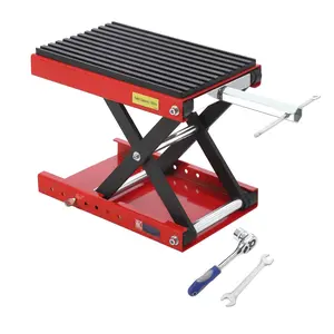 Heavy Duty Motorcycle Scissor Lift Jack – 1200lbs Capacity – Adjustable Wide Deck – Thick Anti-Slip Rubber Pad – Safety Pin – Ideal for Dirt Bikes, ATVs, Street & Cruiser Motorcycles – Garage