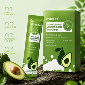 maxodo Avocado Bubble Facial Mask – Bubble Foam Face Care with Avocado Oil, PHA, BHA & AHA, Moisturizing & Refreshing Formula, 12 Individual Packs