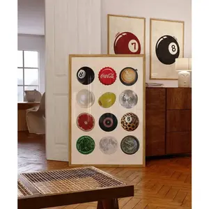 Disco, 8 Ball, Coffee & Coca Cola Poster - Retro Collage Wall Art, Trendy Dorm Poster, Dorm Room Decor, Satin Paper (No Frame)