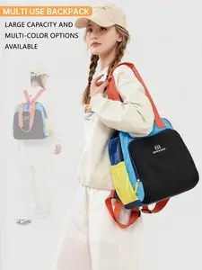 Color-Block Outdoor Nylon Backpack for Women, Lightweight and Casual, Multi-Functional with Multiple Pockets, All Seasons Use