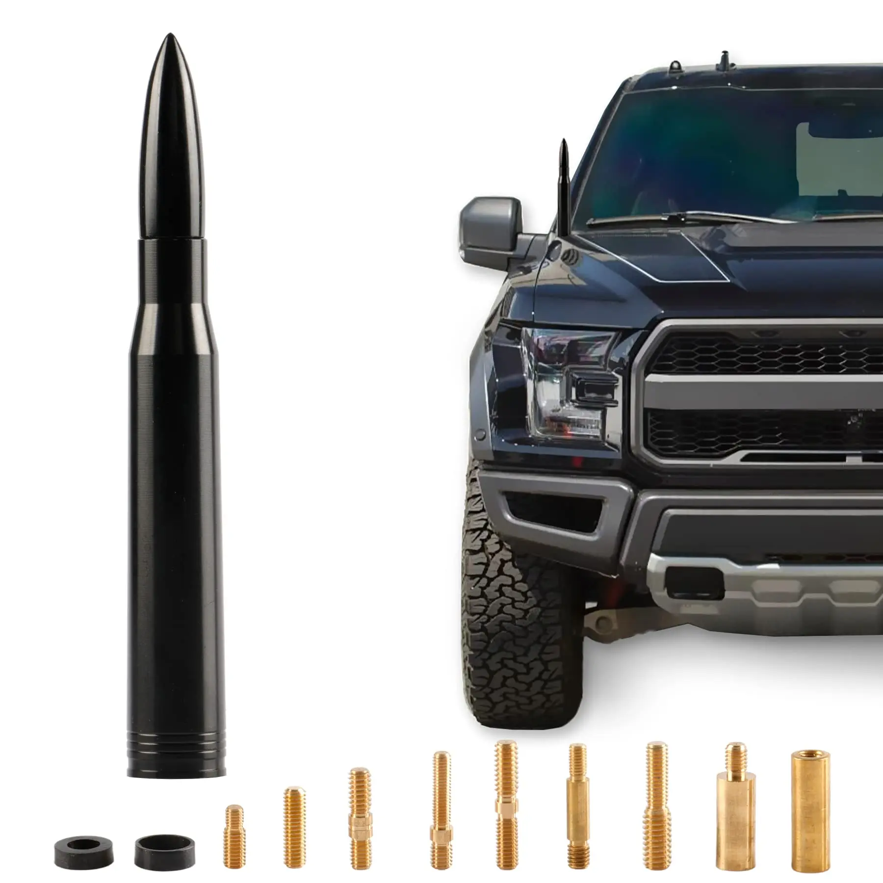 Universal Car Truck Antenna Replacement Compatible with Ford F150 F250 F350, Dodge Ram 1500 2500 3500, Chevrolet Silverado, GMC, Heavy Duty Pickup Truck Radio Replacement Car Accessories, Black
