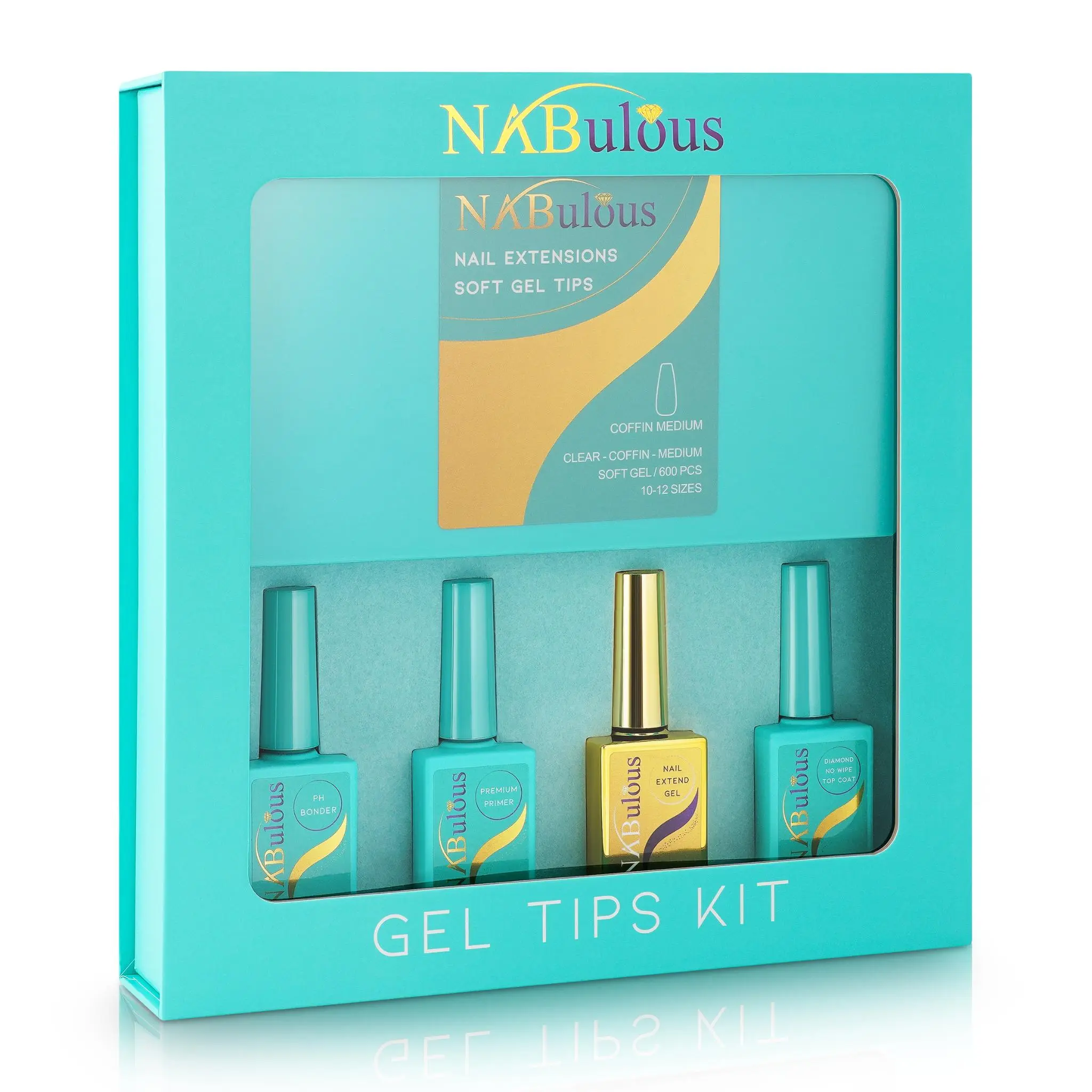 NABulous Gel Tips Kit - DIY Nail Extension Starter Kit for Beginners, Including Bonder, Primer, Extend Formula & Top Coat
