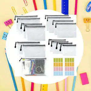 15 Pcs A4/A5/A6/B4/B5/B6/B8/Bill Zipper File Bag, Mesh Plastic Zipper Bag, Black, Zippered File Bag, A5 Zipper Bag for Documents, Documents, Homework, Travel Accessories Organiser Water Proof