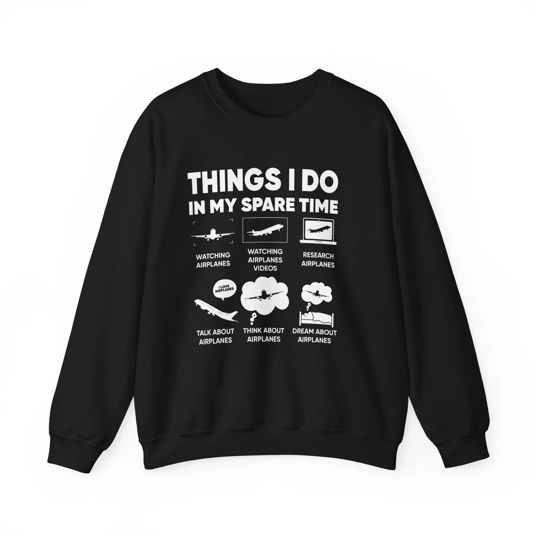 Airplanes Things I Do In My Spare Time Flying Pilot Sweatshirt, Airplane Fans Women Men Christmas Gifts Aviation Lovers Sweatshirt