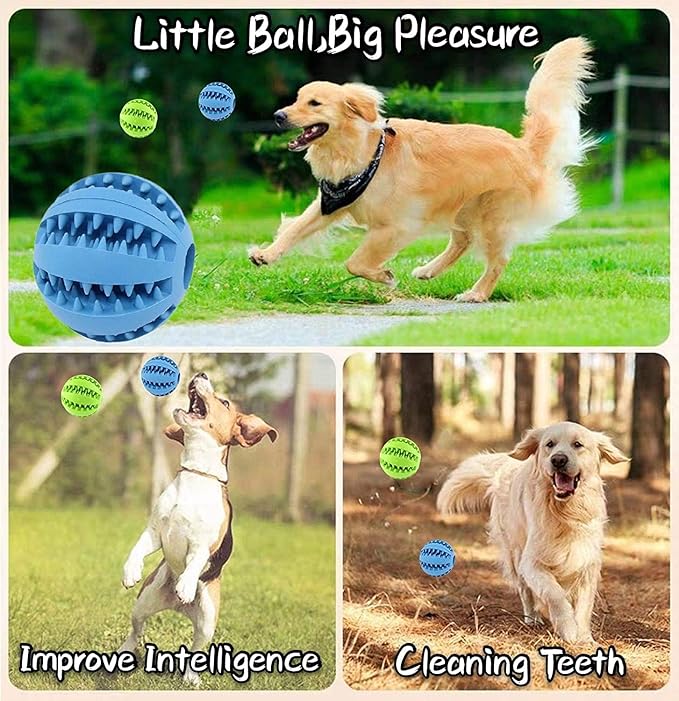 2pcs Toy Ball Interactive Dog Chew Toy Rubber Food Ball Puppy Teething Food, Treat Feeder Tooth Cleaning Ball Bite Resistant Pet Exercise Interactive Dog Toys 2.8 Inches IQ Training ﻿