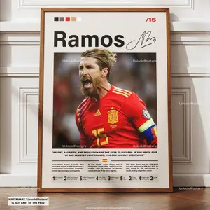 Sergio Ramos Poster, Ramos Spain Print, Ramos Art, Spain National Team Gift, Sergio Ramos Decor, Spain Legend Poster, Ramos Wall Art