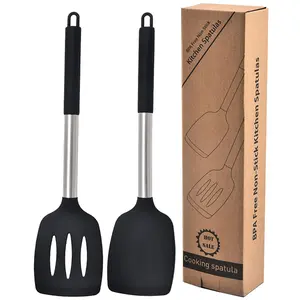 Silicone Spatula Set, 2 Counts Non-stick Heat Resistant Cooking Utensils, Kitchen Cooking Utensils for Fish, Eggs, Pancakes, Nonstick Spatula