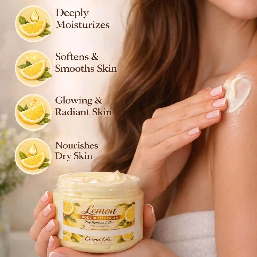 Lemon Butter Cream - Deeply Moisturizes, Softens & Smooths Skin, Glowing & Radiant, Nourishes Dry Skin, Camel Glow