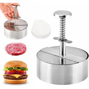 304 Stainless Steel Burger Press, Adjustable Hamburger Press Patty Maker with  Paper, Patty-Making Mold for BBQ Parties and Cooking Ground Beef