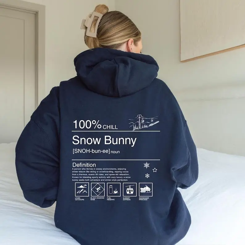 Viral TikTok Trend, Snow Bunny Hoodie, Unisex Oversized Hoodie, Cozy Casual Pullover for Men & Women