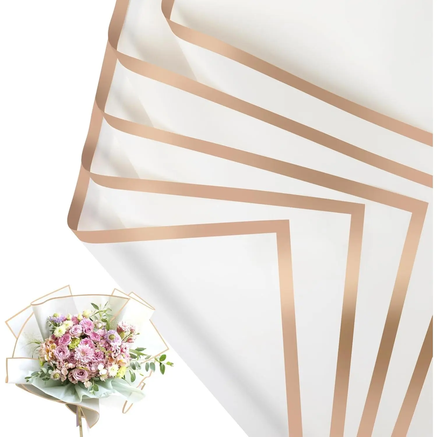 20 Sheet Flower Wrapping Paper - Waterproof Floral Bouquet Wrapping Paper, Florist Supplies Packaging Paper for Wedding Birthday Gift DIY (White)