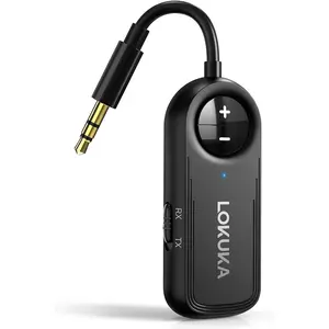 Bluetooth 53 transmitter receiver 2in1 35mm aux audio wireless transmitter for airplane tv pc gym tablets ps4 bluetooth audio receiver for car headphones speaker amp black
