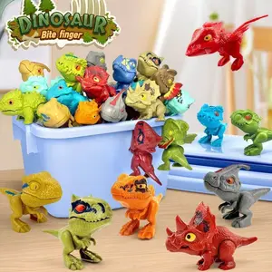 Random Mixed Pack 12/24pcs Bite Finger Small Dinosaurs Multi-Jointed Moveable Novelty Dinosaur Toy Models Articulated Figures Model Set (colors Random)