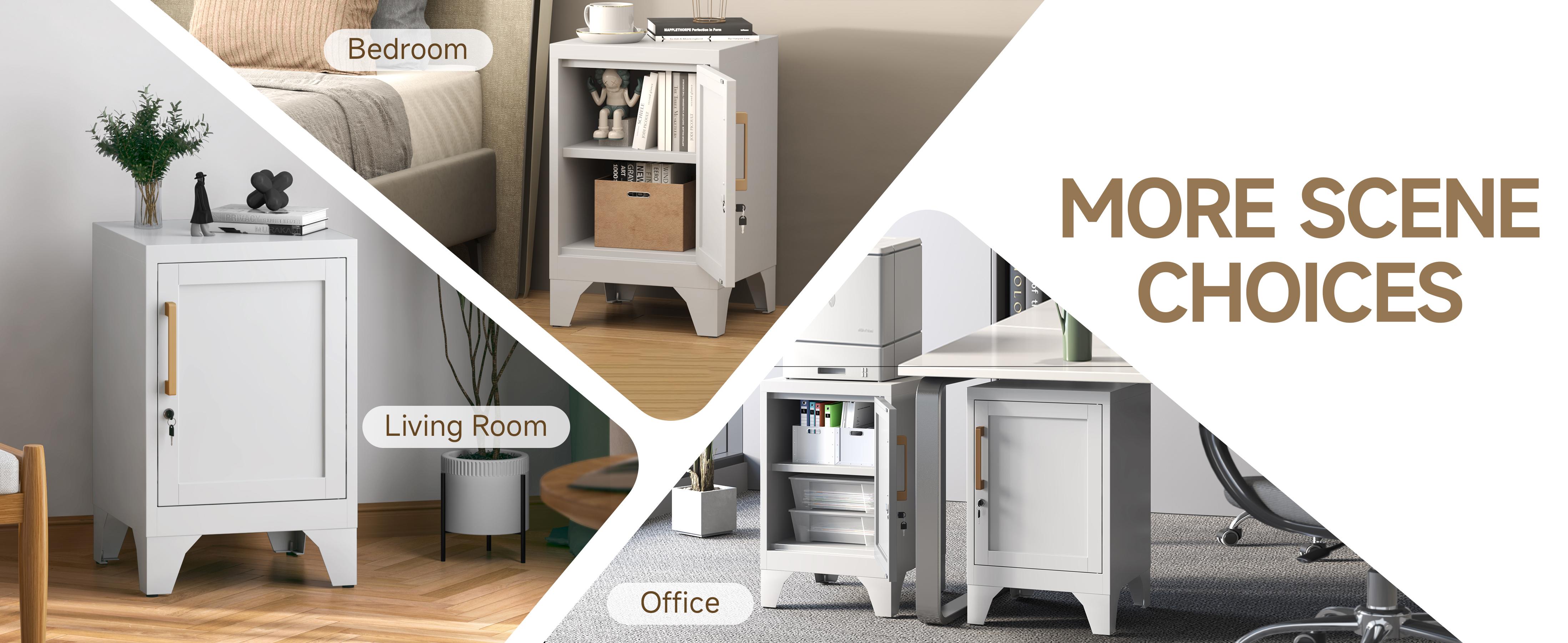LONGLINK Lockable All Steel Storage Cabinet 23.6" - Adjustable Storage Cabinets, Compact Space-Saving, Configurable, Easy-Install, Detachable Legs, Adjustable Shelf, Vintage Handle, 50lbs Per Shelf, Non-Woven Fabric Cover Drawers, All Steel Cabinets