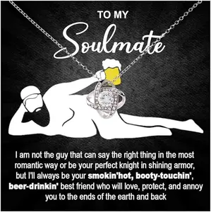To My Soulmate Necklace Gift For Wife, Necklace With Message Card And Box, Christmas Gifts For Mom, Soulmate, Daughter, Necklace For Girlfriend, Wife Necklace From Husband, Soulmate Gifts For Her, Funny Girlfriend Gifts From Boyfriend, Christmas Gift